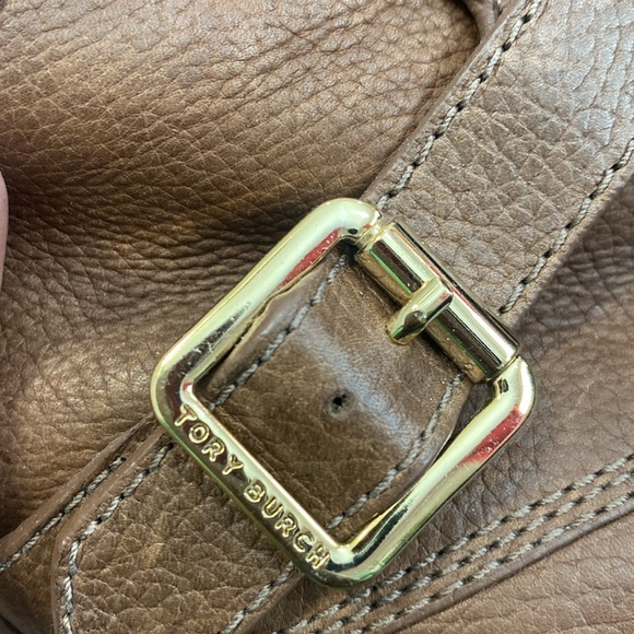 Tory Burch pebble Brown Leather Fringe Ankle heel Boots sz 10 - Picture 7 of 11